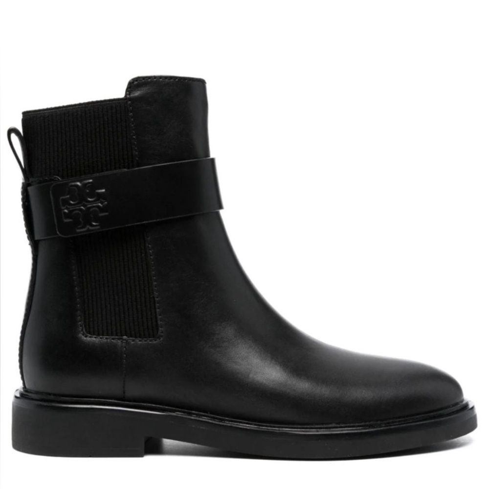 TORY BURCH Double T Chelsea Leather Boots Size 7